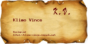 Klimo Vince névjegykártya